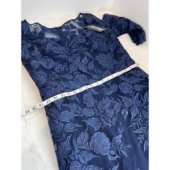 New La Femme Size 14 Lace V Neck A-line Dress Gown - 28053 Navy *rip, stain* - Picture 7 of 16